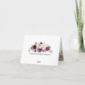 Romantische waterverf bordeauxrood marine roos blo bedankkaart (Achterkant)