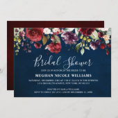 Romantische waterverf bordeauxrood navy roos bloem kaart (Voorkant / Achterkant)