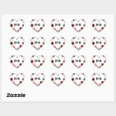 Romantische waterverf bordeauxrood roze bloem hart sticker (Vel)