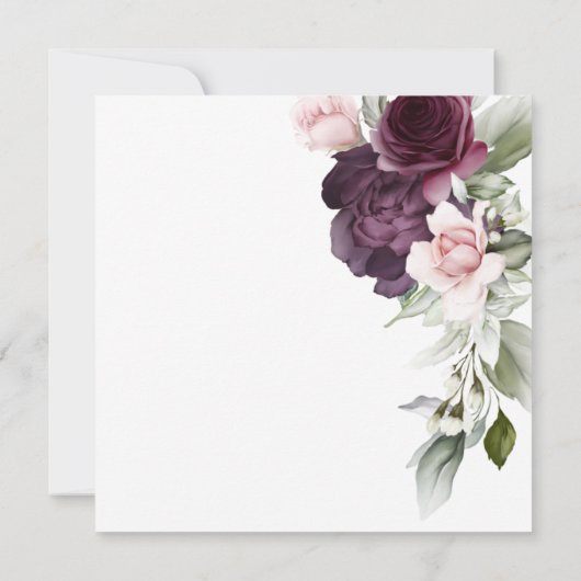 Romantische Waterverf Botanisch huwelijk Kaart (Achterkant)