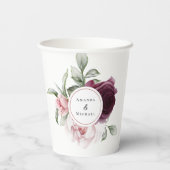 Romantische Waterverf Botanische bride en bruin Papieren Bekers (Achterkant)