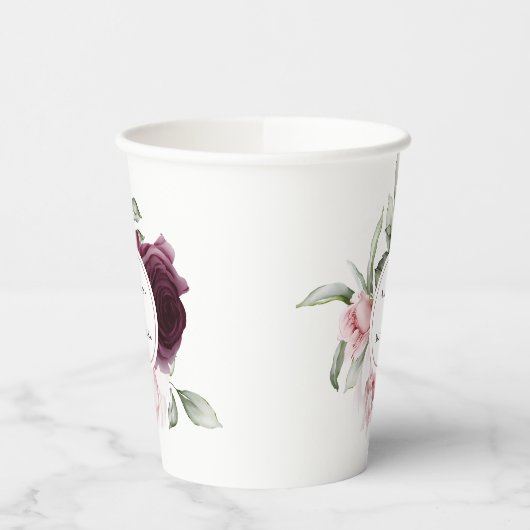 Romantische Waterverf Botanische bride en bruin Papieren Bekers (Links)