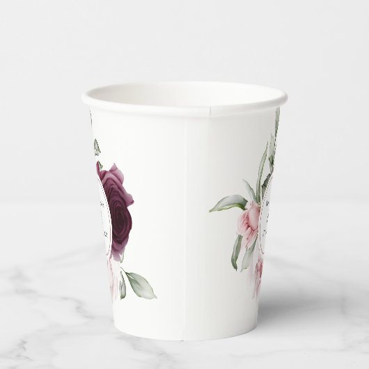 Romantische Waterverf Botanische bride en bruin Papieren Bekers (Rechts)