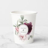 Romantische Waterverf Botanische bride en bruin Papieren Bekers (Voorkant)