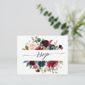 Romantische Waterverf Bourgogne Red Blush Floral R Briefkaart (Staand voorkant)
