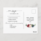 Romantische Waterverf Bourgogne Red Blush Floral R Briefkaart (Achterkant)