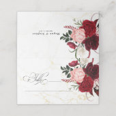 Romantische Waterverf Bourgondië Floral Chic Bruil Plaatskaartje (Buitenkant ongevouwen)