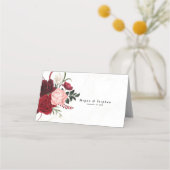 Romantische Waterverf Bourgondië Floral Chic Bruil Plaatskaartje (Achterkant)