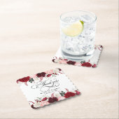 Romantische Waterverf Bourgondische bloemenbruilof Kartonnen Onderzetters (Insitu)