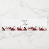 Romantische Waterverf Bourgondische bloemenbruilof Waterfles Etiket (Enkel label)