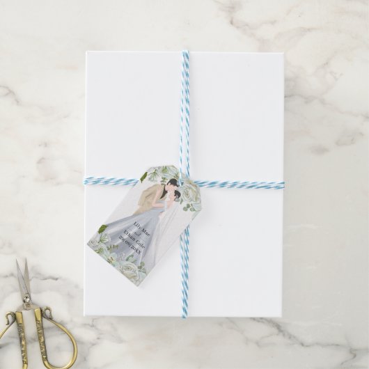Romantische Waterverf Bruiloft Cadeaulabel (Met Touw)