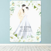 Romantische Waterverf Bruiloft Canvas Afdruk (Insitu (Houten vloer))