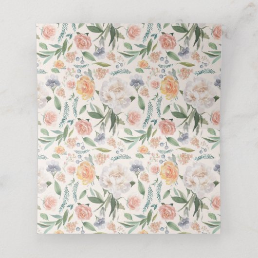 Romantische Waterverf bruiloft gevouwen plaats kaa Plaatskaartje (Binnenkant ongevouwen)