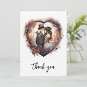 Romantische waterverf bruiloft hart bedankkaart (Staand voorkant)