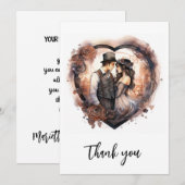 Romantische waterverf bruiloft hart bedankkaart (Voorkant / Achterkant)