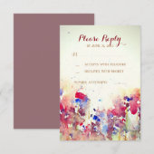 Romantische Waterverf bruiloft RSVP Kaarten Kaartje (Voorkant / Achterkant)