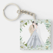 Romantische Waterverf Bruiloft Sleutelhanger (voorkant)