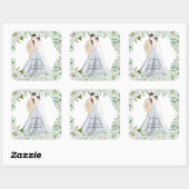 Romantische Waterverf Bruiloft Vierkante Sticker (Vel)