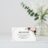 Romantische Waterverf Burgundy Floral Geometric Informatiekaartje (Staand voorkant)