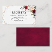 Romantische Waterverf Burgundy Floral Geometric Informatiekaartje (Voorkant / Achterkant)