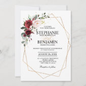 Romantische Waterverf Burgundy Floral Geometric Kaart (Voorkant)