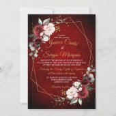 Romantische Waterverf Burgundy Floral Geometric Kaart (Voorkant)