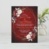 Romantische Waterverf Burgundy Floral Geometric Kaart (Staand voorkant)