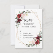 Romantische Waterverf Burgundy Floral Geometric RSVP Kaartje (Voorkant)