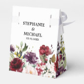 Romantische Waterverf Burgundy Red Blush Roos Flor Bedankdoosjes (Achterkant)