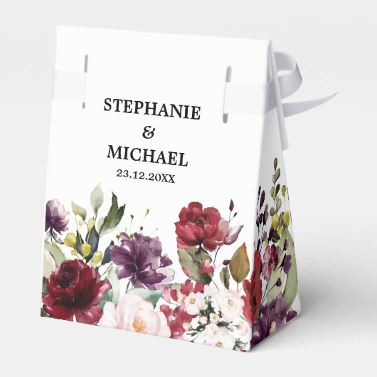 Romantische Waterverf Burgundy Red Blush Roos Flor Bedankdoosjes (Achterkant)