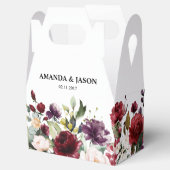 Romantische Waterverf Burgundy Red Blush Roos Flor Bedankdoosjes (Geopend)