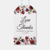 Romantische Waterverf Burgundy Red Blush Roos Flor Cadeaulabel (Voorkant)