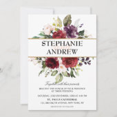 Romantische Waterverf Burgundy Red Blush Roos Flor Kaart (Voorkant)