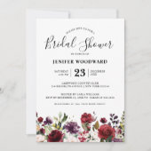 Romantische Waterverf Burgundy Red Blush Roos Flor Kaart (Voorkant)