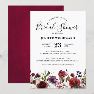 Romantische Waterverf Burgundy Red Blush Roos Flor Kaart