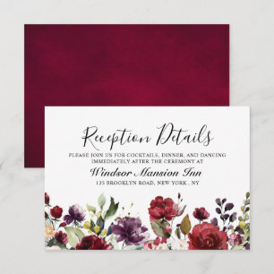 Romantische Waterverf Burgundy Red Blush Roos Flor Kaart