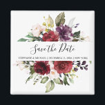 Romantische Waterverf Burgundy Red Blush Roos Flor Magneet<br><div class="desc">Elegante en moderne romantische waterverf bloemenbruiloft Save the date magneet beschikt over een boeket van bordeaux / marsala, blush roze, perzik waterverf rozen met bijpassende bladeren. Perfect voor een herfst / midzomer bruiloft. Vind meer bijpassende design en variaties uit mijn "blissweddingpaperie" winkel. En neem gerust contact met mij op voor...</div>