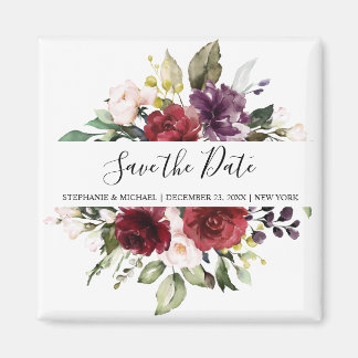 Romantische Waterverf Burgundy Red Blush Roos Flor Magneet