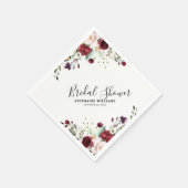 Romantische Waterverf Burgundy Red Blush Roos Flor Servet (Hoek)