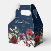 Romantische Waterverf Burgundy Red Navy Floral Bedankdoosjes (Achterkant)