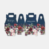 Romantische Waterverf Burgundy Red Navy Floral Bedankdoosjes (Uitgevouwen)