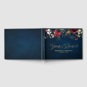 Romantische Waterverf Burgundy Red Navy Floral Gastenboek (Volledig)