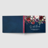 Romantische Waterverf Burgundy Red Navy Floral Gastenboek (Volledig)