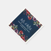 Romantische Waterverf Burgundy Red Navy Floral Servet (Hoek)