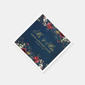 Romantische Waterverf Burgundy Red Navy Floral Servet (Hoek)