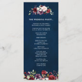 Romantische Waterverf Burgundy Red Navy Roos Flora Programmakaart (Achterkant)