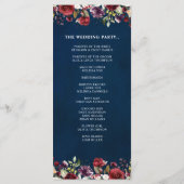Romantische Waterverf Burgundy Red Navy Roos Flora Programmakaart (Achterkant)