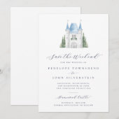 Romantische Waterverf Castle Weekend Wedding Save The Date (Voorkant / Achterkant)
