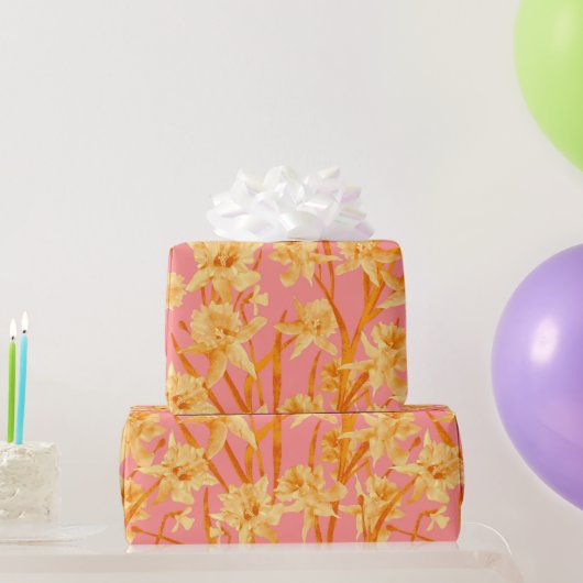 Romantische Waterverf Daffodil Patroon Cadeaupapier (Feestgeschenken)