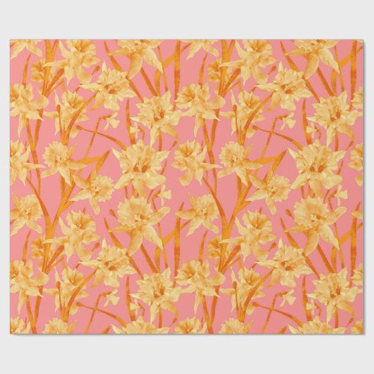 Romantische Waterverf Daffodil Patroon Cadeaupapier (Vlak)